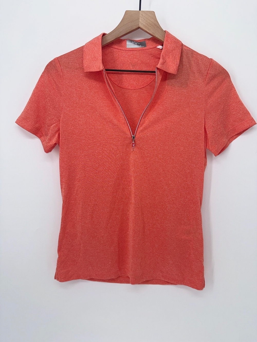 Callaway Women's XS Short Sleeve Polo Shirt with Zip Collar in Coral